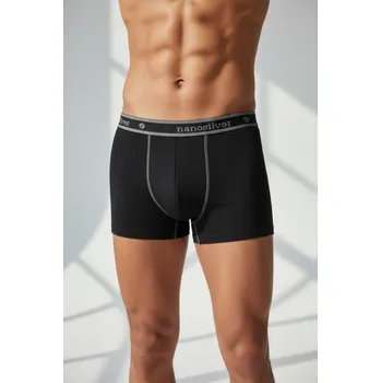 Pánské oblečení nanosilver® Nano boxerky s gumou nanosilver bez zadního švu – černé Velikost: L