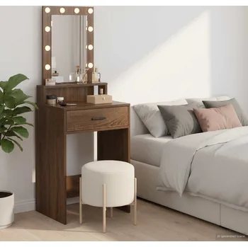 Toaletní stolek vidaXL Kosmetický stůl Hnědá 50 x 41 x 140 cm kompozitní dřevo [865160]