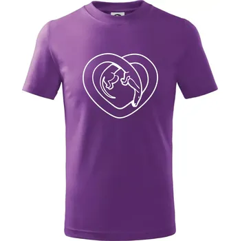 Jezevčík srdce - obrys - Tričko dětské bavlněné - 146 cm/10 let ( Fialová )