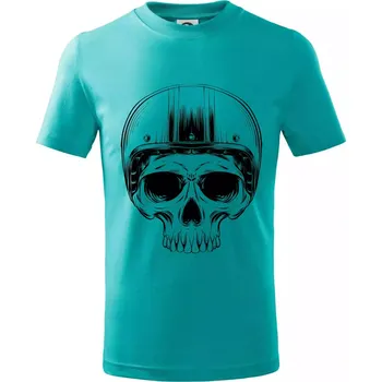 Motorkář lebka s kulatou hlavou - Tričko dětské bavlněné - 98 cm / 2 roky ( Emerald )