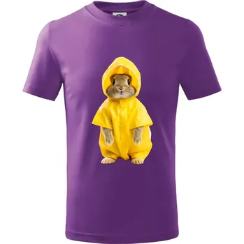 Králík v pláštěnce - Tričko dětské bavlněné - 134 cm/8 let ( Fialová )