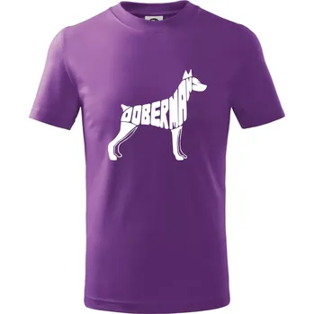 Dobrmans - nápis v tělě - Tričko dětské bavlněné - 158 cm/12 let ( Fialová )