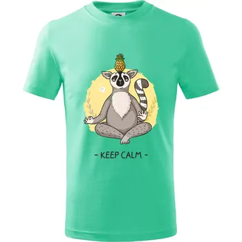 Chlapecké tričko Yoga - keep calm kreslený - Tričko dětské bavlněné - 98 cm / 2 roky ( Mátová )