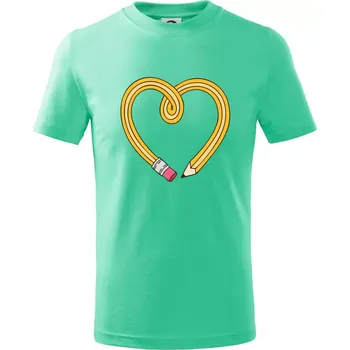 Tužka srdce - Tričko dětské bavlněné - 98 cm / 2 roky ( Mátová )