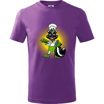 Skunk kuchař (Pecka design) - Tričko dětské bavlněné - 134 cm/8 let ( Fialová )