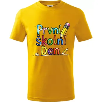 První školní den - Tričko dětské bavlněné - 158 cm/12 let ( Žlutá )
