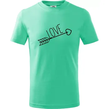Chlapecké tričko Love šíp - Tričko dětské bavlněné - 98 cm / 2 roky ( Mátová )