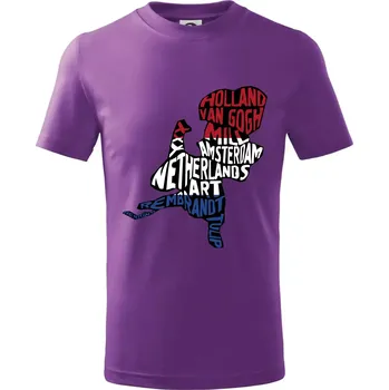 Chlapecké tričko Mapy - názvy měst - Nizozemí - Tričko dětské bavlněné - 134 cm/8 let ( Fialová )