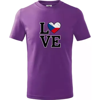 Chlapecké tričko Love Česká vlajka - Tričko dětské bavlněné - 98 cm / 2 roky ( Fialová )