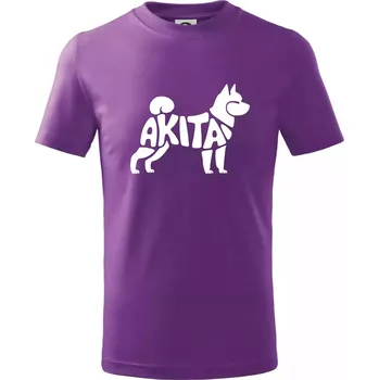 Akita Inu - Nápis v těle - Tričko dětské bavlněné - 104-110cm / 3-4 roky ( Fialová )