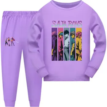 Dívčí pyžamo KPop Demon Hunters (Lovkyně démonů) KPop Demon Hunters dětské pyžamo s potiskem Saja Boys - mix barev Barva: fialová (A), Velikost: 130