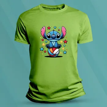 Chlapecké oblečení Dětské bavlněné tričko Stitch s míčem Lime velikost L