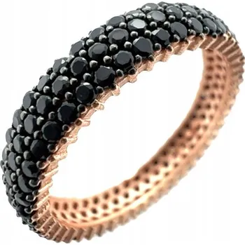 Prsten Zlatý prsten prstýnek s černými zirkony, černé drápky, Ryzost 925