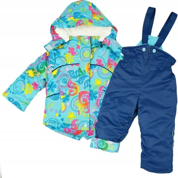dívčí zimní kombinéza ZIMNÍ DVOUDÍLNÁ LYŽAŘSKÁ SOUPRAVA KVĚTINY vícebarevná 104