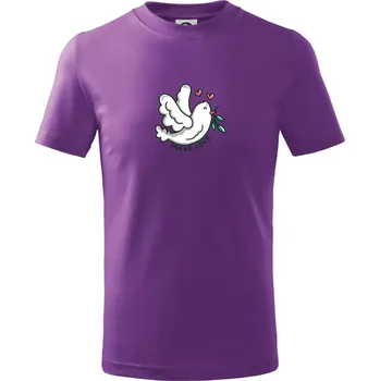 Holubice míru - make love - Tričko dětské bavlněné - 158 cm/12 let ( Fialová )