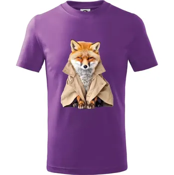 Liška v kabátu - Tričko dětské bavlněné - 158 cm/12 let ( Fialová )