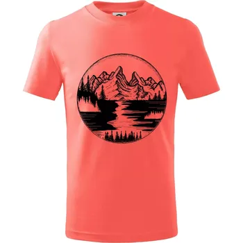 Cestování kruh - řeka - Tričko dětské bavlněné - 98 cm / 2 roky ( Korálová )