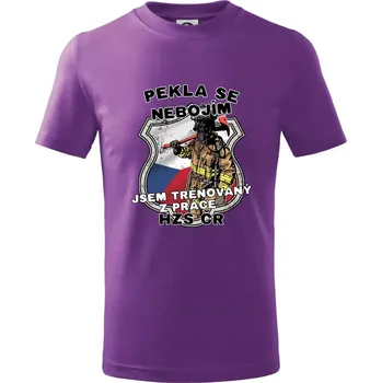 Pekla se nebojím HZS ČR - Tričko dětské bavlněné - 146 cm/10 let ( Fialová )