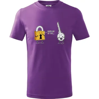 Zámek a klíč - Tričko dětské bavlněné - 98 cm / 2 roky ( Fialová )