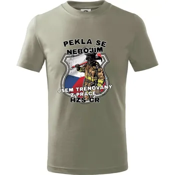 Pekla se nebojím HZS ČR - Tričko dětské bavlněné - 98 cm / 2 roky ( Light khaki )