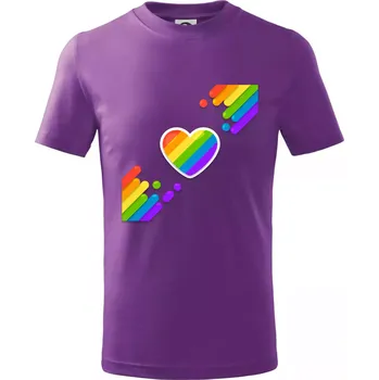 Srdce uhlopříčně - Tričko dětské bavlněné - 146 cm/10 let ( Fialová )