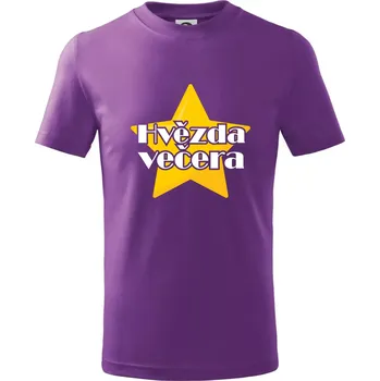 Hvězda večera - Tričko dětské bavlněné - 134 cm/8 let ( Fialová )