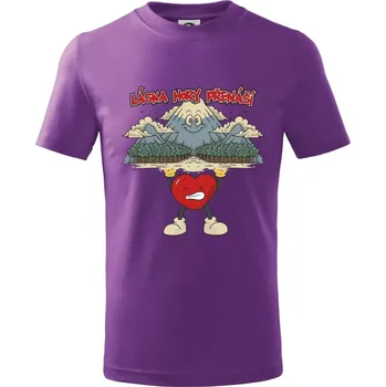 Láska hory přenáší - Tričko dětské bavlněné - 134 cm/8 let ( Fialová )