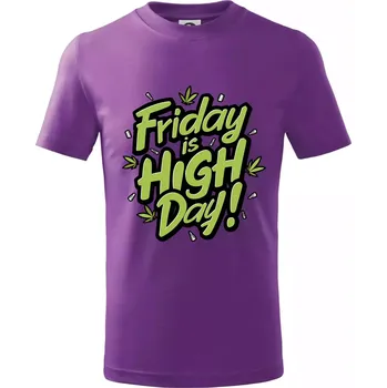 Marihuana - Friday is high day - Tričko dětské bavlněné - 134 cm/8 let ( Fialová )