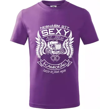 Nesnáším být sexy - kamioňák - Tričko dětské bavlněné - 122 cm/6 let ( Fialová )
