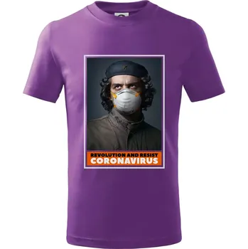 Corona Revolution and resist - Tričko dětské bavlněné - 104-110cm / 3-4 roky ( Fialová )