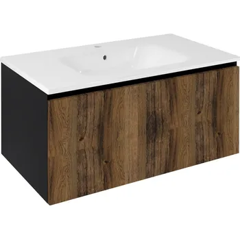 Koupelnový nábytek Sapho Lorea Umyvadlová skříňka 90x44x51,2cm, 1x zásuvka, dub collingwood/černá mat, LE090-1935