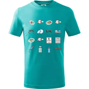 Chlapecké tričko Oční lékař ikony - Tričko dětské bavlněné - 98 cm / 2 roky ( Emerald )