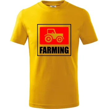Chlapecké tričko Farming traktor logo - Tričko dětské bavlněné - 158 cm/12 let ( Žlutá )