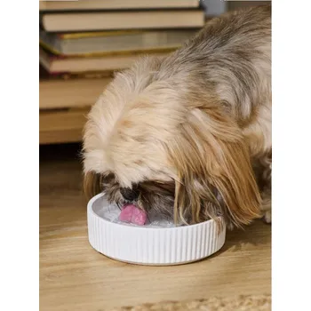 Miska pro psa Sinsay - Keramická rýhovaná miska pro zvířata - bílá - 891FB-00X - 891FB-00X-ONE