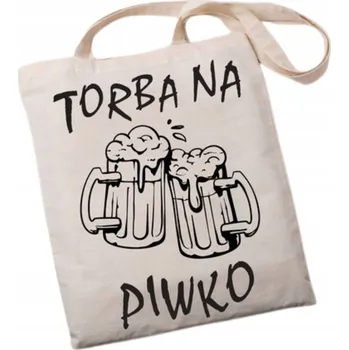 Nákupní taška TAŠKA NA PIVO VTIPNÁ NÁKUPNÍ BAVLNĚNÁ LÁTKOVÁ BÉŽOVÁ DÁREK A4