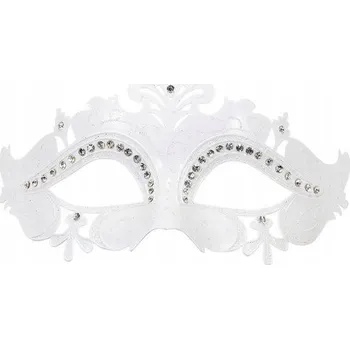 Karnevalová maska Benátská maska bílá se zirkony karneval