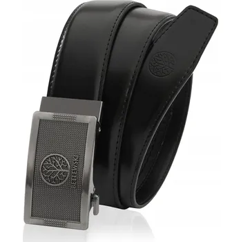 Opasek BETLEWSKI Kožený Pásek Pánský Ke Kalhotám Automatická Přezka Černý Dárek