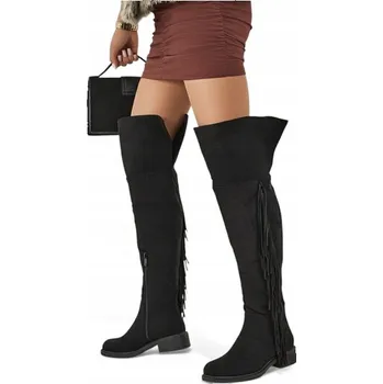 Dámské kozačky Royalfashion Dámské kozačky nad koleno s plochým podpatkem, velikost 39