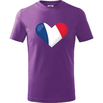 Francouzská vlajka srdce - Tričko dětské bavlněné - 146 cm/10 let ( Fialová )