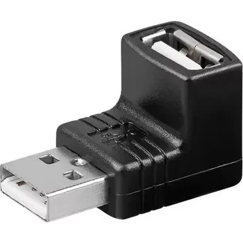 Kabel do PC MicroConnect zahnutý adaptér do pravého úhle USB2.0 A (M) - USB2.0 A (F) černá (USBAMAFA)