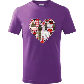 Chlapecké tričko Britské srdce - objekty - Tričko dětské bavlněné - 104-110cm / 3-4 roky ( Fialová )