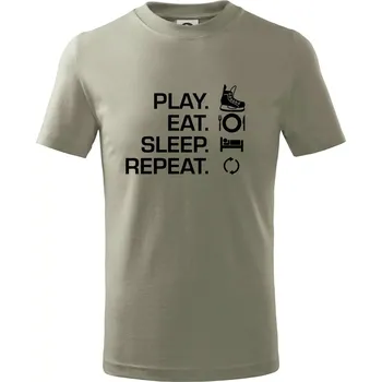 Play Eat Sleep Repeat hokej - Tričko dětské bavlněné - 98 cm / 2 roky ( Light khaki )