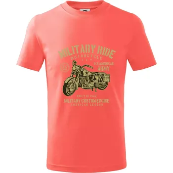 Chlapecké tričko Military Ride - Tričko dětské bavlněné - 98 cm / 2 roky ( Korálová )