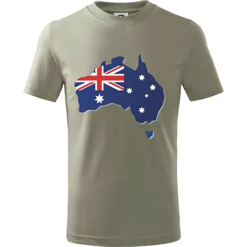 Austrálie - vlajka mapa - Tričko dětské bavlněné - 98 cm / 2 roky ( Light khaki )
