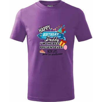 Happy birthday daddy - Tričko dětské bavlněné - 134 cm/8 let ( Fialová )