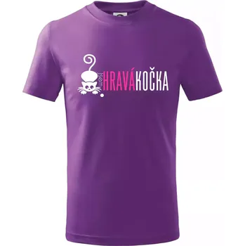 Jsem hravá kočka - Tričko dětské bavlněné - 146 cm/10 let ( Fialová )