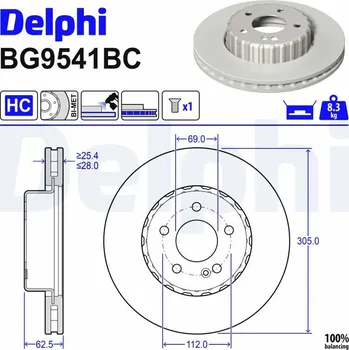 Brzdový kotouč Brzdový kotouč DELPHI BG9541BC