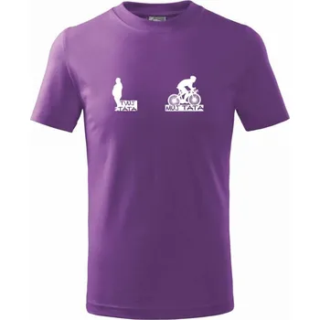 Můj táta - tvůj táta - cyklista - Tričko dětské bavlněné - 146 cm/10 let ( Fialová )