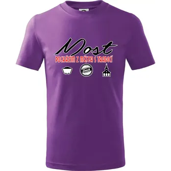 Most město s tradicí - Tričko dětské bavlněné - 158 cm/12 let ( Fialová )