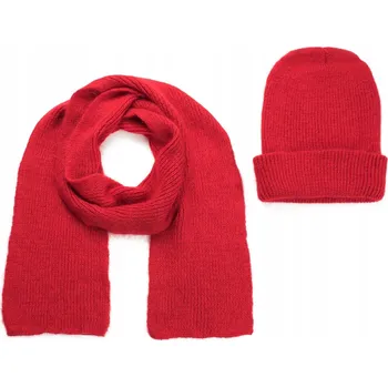 Čepice Szaleo sada: čepice a šála, univerzální velikost, červená